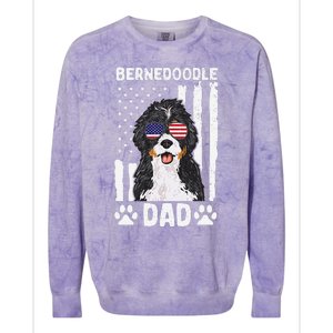 Bernedoodle Dog American Flag Bernedoodle Dad Colorblast Crewneck Sweatshirt