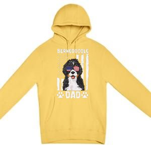 Bernedoodle Dog American Flag Bernedoodle Dad Premium Pullover Hoodie