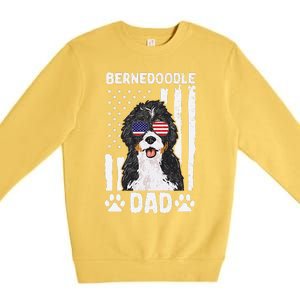 Bernedoodle Dog American Flag Bernedoodle Dad Premium Crewneck Sweatshirt