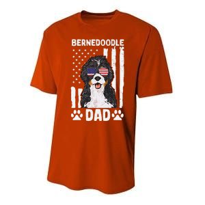 Bernedoodle Dog American Flag Bernedoodle Dad Performance Sprint T-Shirt