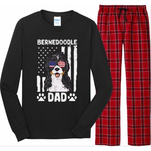 Bernedoodle Dog American Flag Bernedoodle Dad Long Sleeve Pajama Set