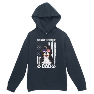 Bernedoodle Dog American Flag Bernedoodle Dad Urban Pullover Hoodie