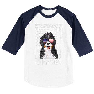 Bernedoodle Dog American Flag Bernedoodle Dad Baseball Sleeve Shirt