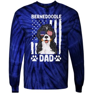 Bernedoodle Dog American Flag Bernedoodle Dad Tie-Dye Long Sleeve Shirt