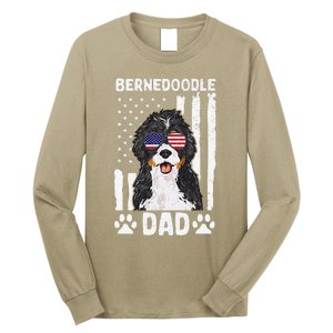 Bernedoodle Dog American Flag Bernedoodle Dad Long Sleeve Shirt