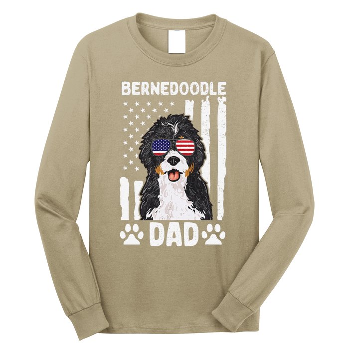 Bernedoodle Dog American Flag Bernedoodle Dad Long Sleeve Shirt