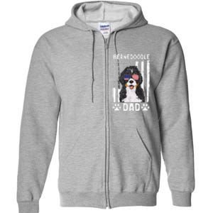 Bernedoodle Dog American Flag Bernedoodle Dad Full Zip Hoodie