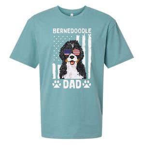 Bernedoodle Dog American Flag Bernedoodle Dad Sueded Cloud Jersey T-Shirt