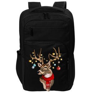 Buck Deer Antlers Christmas Lights Scarf Xmas Party Impact Tech Backpack