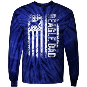 Beagle Dad American American Flag Dog Tie-Dye Long Sleeve Shirt