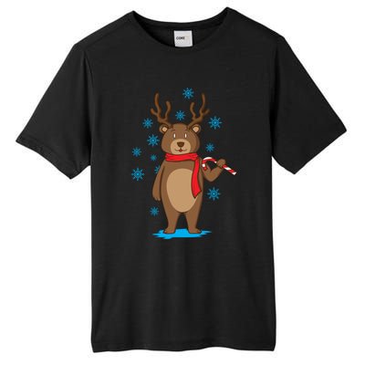 Bear Dressed As Reindeer With Candy Cane Xmas Gift Tall Fusion ChromaSoft Performance T-Shirt