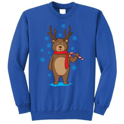 Bear Dressed As Reindeer With Candy Cane Xmas Gift Sweatshirt