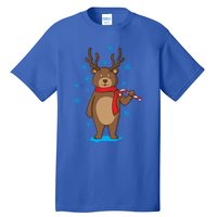 Bear Dressed As Reindeer With Candy Cane Xmas Gift Tall T-Shirt