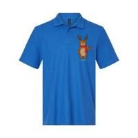 Bear Dressed As Reindeer With Candy Cane Xmas Gift Softstyle Adult Sport Polo