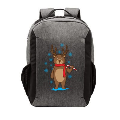 Bear Dressed As Reindeer With Candy Cane Xmas Gift Vector Backpack