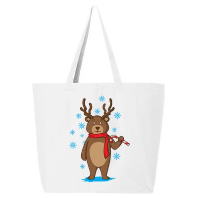 Bear Dressed As Reindeer With Candy Cane Xmas Gift 25L Jumbo Tote