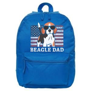 Beagle Dad American Flag 4th Of July Patriotic Beagle Design Great Gift 16 in Basic Backpack