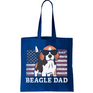 Beagle Dad American Flag 4th Of July Patriotic Beagle Design Great Gift Tote Bag