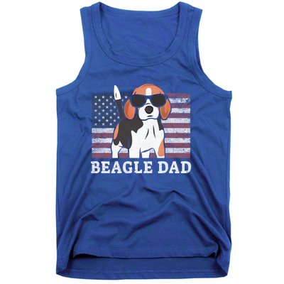 Beagle Dad American Flag 4th Of July Patriotic Beagle Design Great Gift Tank Top