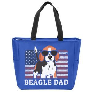 Beagle Dad American Flag 4th Of July Patriotic Beagle Design Great Gift Zip Tote Bag