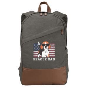 Beagle Dad American Flag 4th Of July Patriotic Beagle Design Great Gift Cotton Canvas Backpack