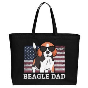 Beagle Dad American Flag 4th Of July Patriotic Beagle Design Great Gift Cotton Canvas Jumbo Tote