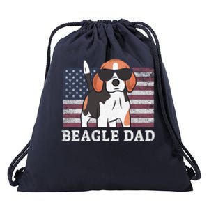 Beagle Dad American Flag 4th Of July Patriotic Beagle Design Great Gift Drawstring Bag