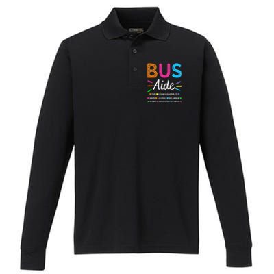 Bus Driver Aide Back to School Matching Group Squad Performance Long Sleeve Polo