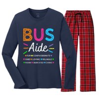 Bus Driver Aide Back to School Matching Group Squad Women's Long Sleeve Flannel Pajama Set 