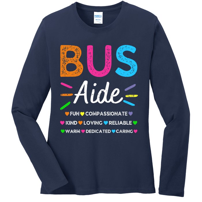 Bus Driver Aide Back to School Matching Group Squad Ladies Long Sleeve Shirt