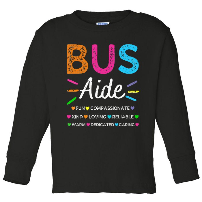 Bus Driver Aide Back To School Matching Group Squad Toddler Long Sleeve Shirt