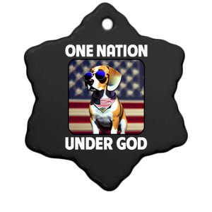 Beagle Dog American Flag One Nation Under God Patriotic Gift Ceramic Star Ornament