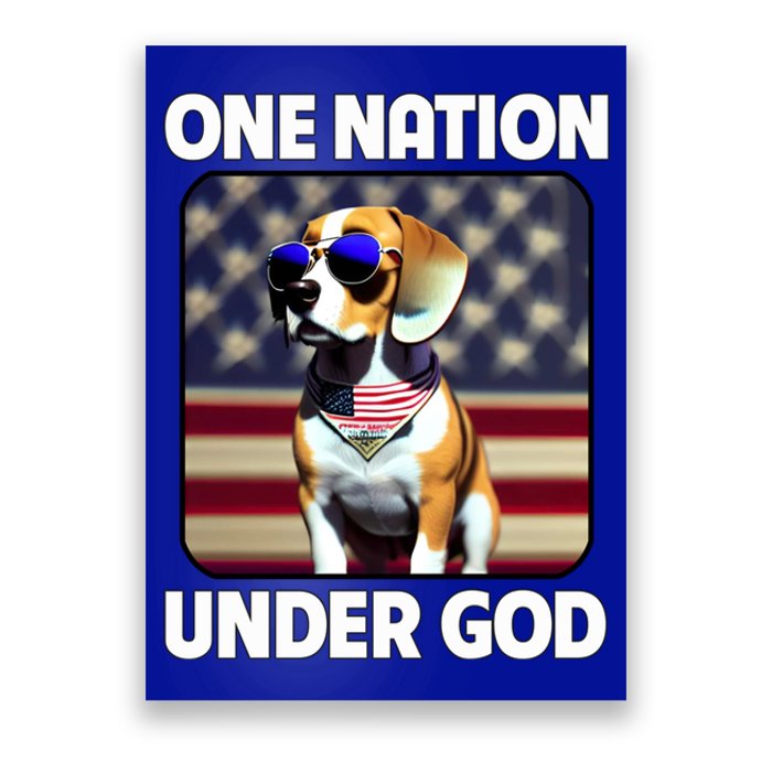 Beagle Dog American Flag One Nation Under God Patriotic Gift Poster