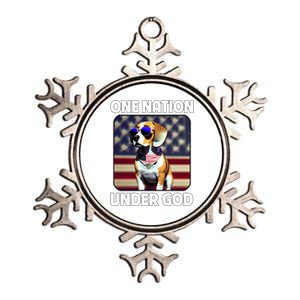 Beagle Dog American Flag One Nation Under God Patriotic Gift Metallic Star Ornament