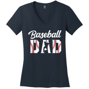 Baseball Dad Apparel Dad Baseball Women's V-Neck T-Shirt