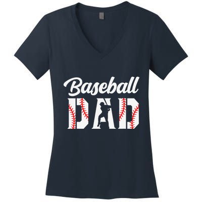 Baseball Dad Apparel Dad Baseball Women's V-Neck T-Shirt