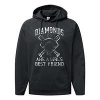 Baseball Diamonds Are A Best Friend Baseball Performance Fleece Hoodie