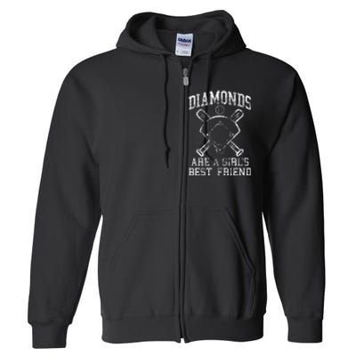 Baseball Diamonds Are A Best Friend Baseball Full Zip Hoodie