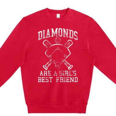 Baseball Diamonds Are A Best Friend Baseball Premium Crewneck Sweatshirt