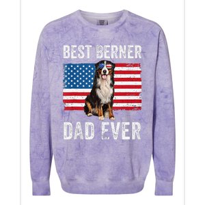 Berner Dad American Flag Dog Lover Owner Bernese Mountain Colorblast Crewneck Sweatshirt