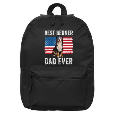 Berner Dad American Flag Dog Lover Owner Bernese Mountain 16 in Basic Backpack