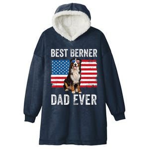 Berner Dad American Flag Dog Lover Owner Bernese Mountain Hooded Wearable Blanket