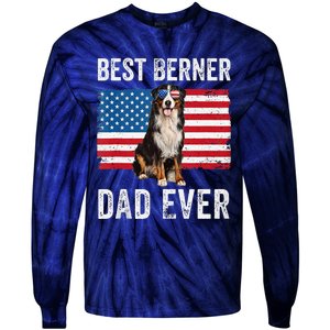 Berner Dad American Flag Dog Lover Owner Bernese Mountain Tie-Dye Long Sleeve Shirt