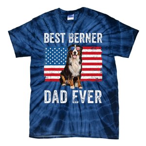 Berner Dad American Flag Dog Lover Owner Bernese Mountain Tie-Dye T-Shirt