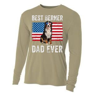 Berner Dad American Flag Dog Lover Owner Bernese Mountain Cooling Performance Long Sleeve Crew