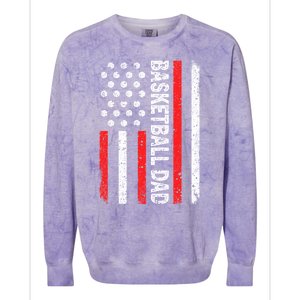 Basketball Dad American Flag Dad Basketball Father's Day Gift Colorblast Crewneck Sweatshirt