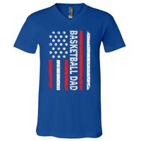 Basketball Dad American Flag Dad Basketball Father's Day Gift V-Neck T-Shirt