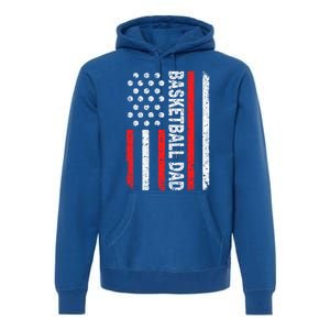 Basketball Dad American Flag Dad Basketball Father's Day Gift Premium Hoodie