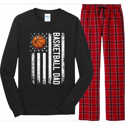 Basketball Dad American Flag Vintage Basketball Coach Team Gift Long Sleeve Pajama Set