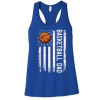 Basketball Dad American Flag Vintage Basketball Coach Team Gift Women's Racerback Tank